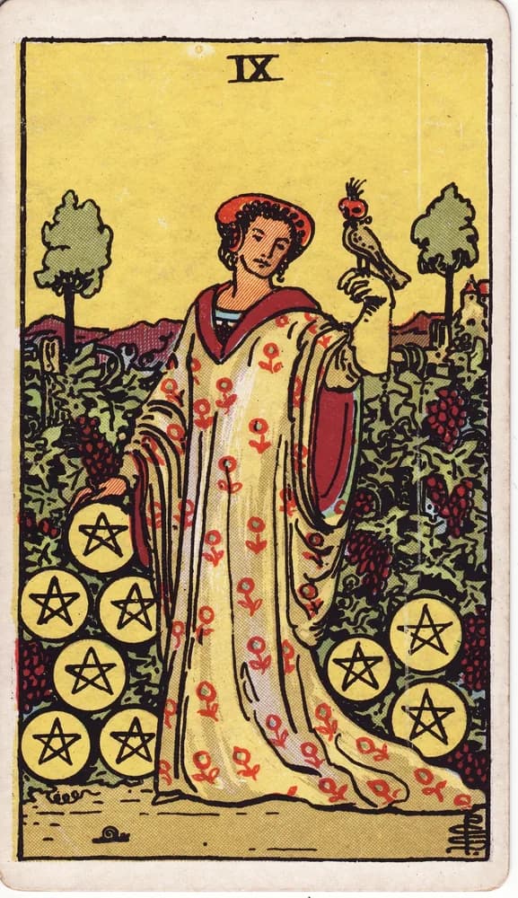 펜타클 9 (Nine of Pentacles) — RWS 1909