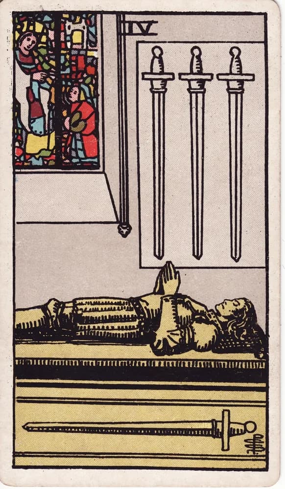 검 4 (Four of Swords) — RWS 1909