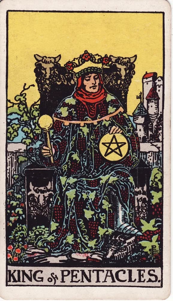 펜타클 왕 (King of Pentacles) — RWS 1909