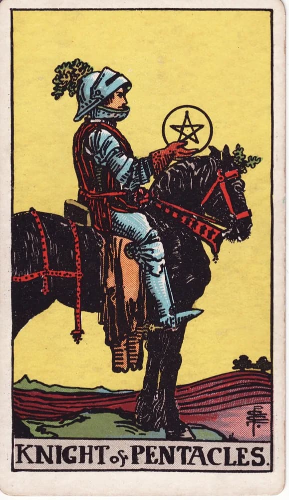 펜타클 기사 (Knight of Pentacles) — RWS 1909