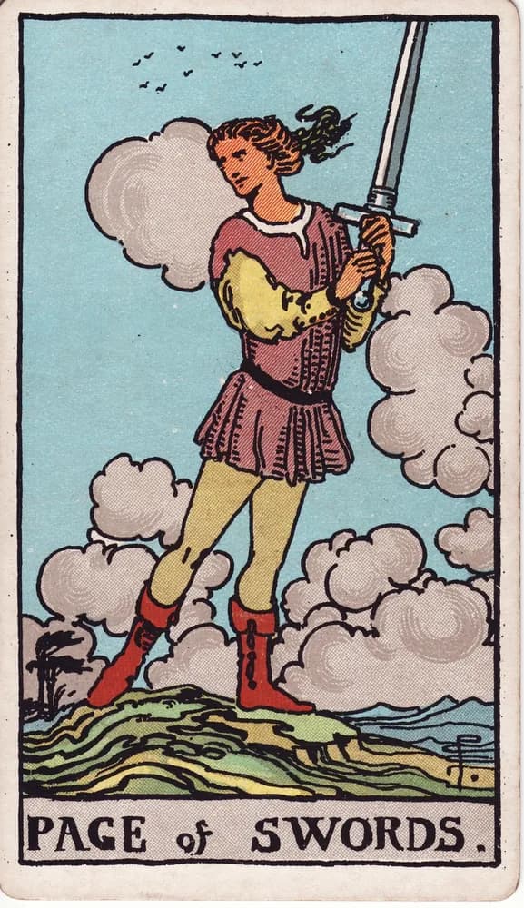 검 시동 (Page of Swords) — RWS 1909