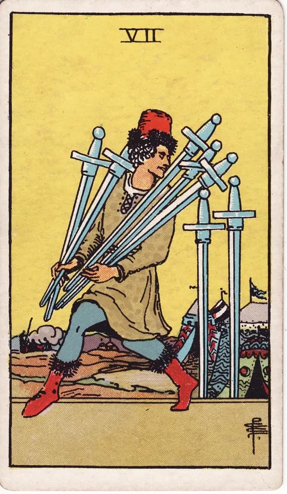 검 7 (Seven of Swords) — RWS 1909
