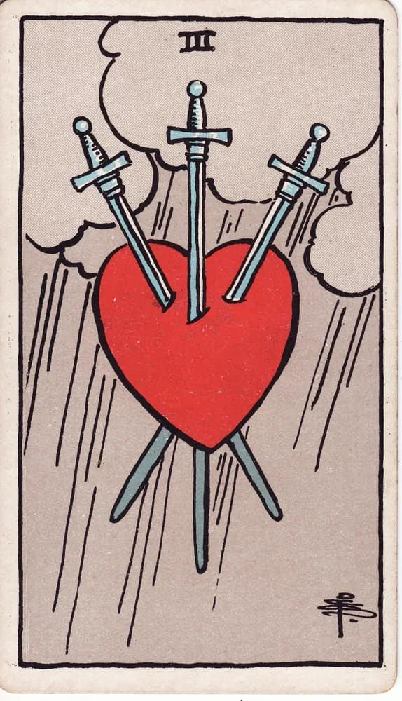 검 3 (Three of Swords) — RWS 1909