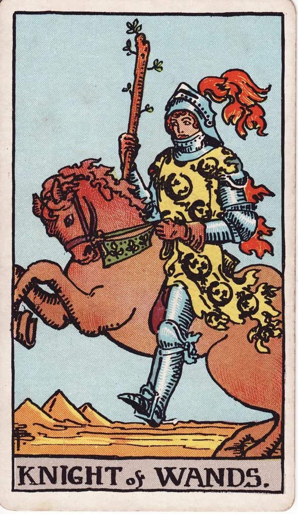완드 기사 (Knight of Wands) — RWS 1909