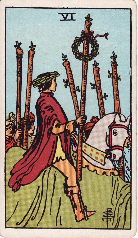 완드 6 (Six of Wands) — RWS 1909