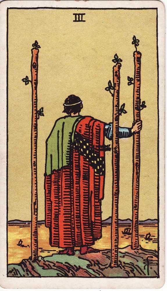 완드 3 (Three of Wands) — RWS 1909
